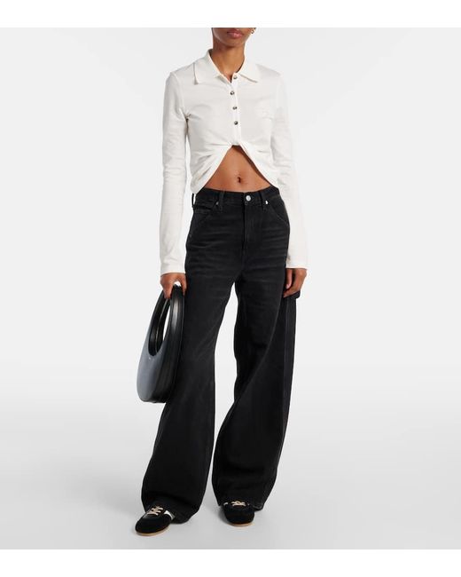 Courreges White Cropped-Hemd Aus Baumwolle