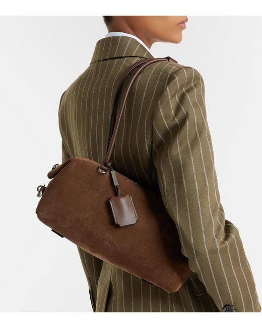 Max Mara Brown Large Suede Shoulder Bag