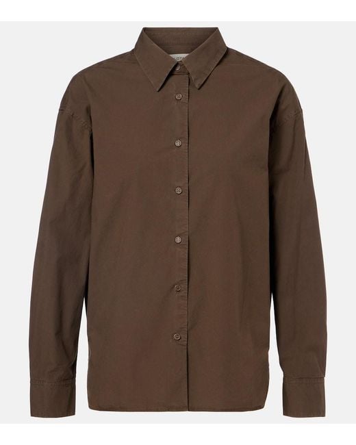 Nili Lotan Brown Amante Cotton Poplin Shirt