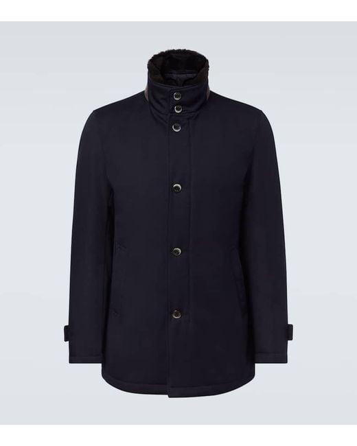 Herno Blue Virgin Wool Jacket for men