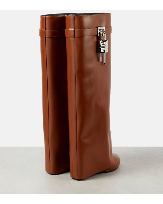 Givenchy Brown Shark Lock Leather Knee-high Boots