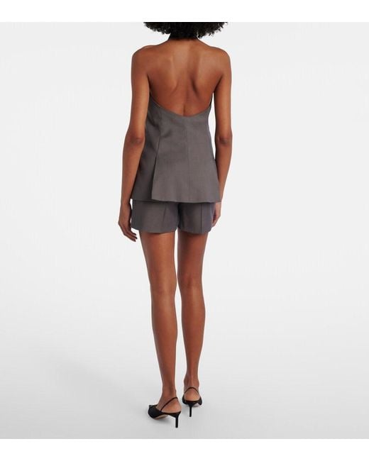 Max Mara Gray Sadunco Virgin Wool Shorts