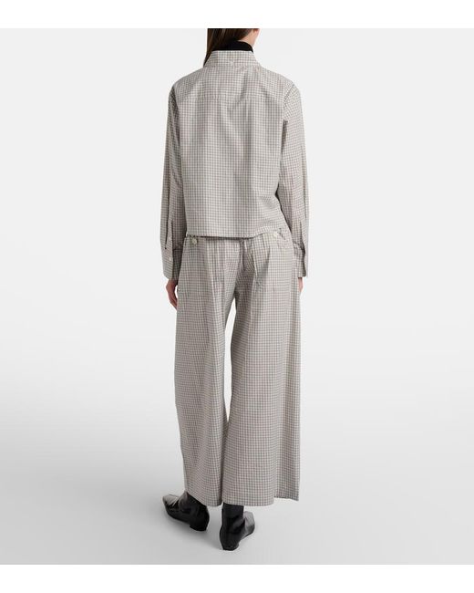 Proenza Schouler Gray Label Meadow Checked Cotton Wide-Leg Pants