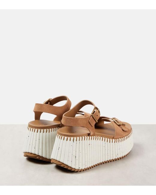 Chloé Natural Nama Suede Wedge Sandals