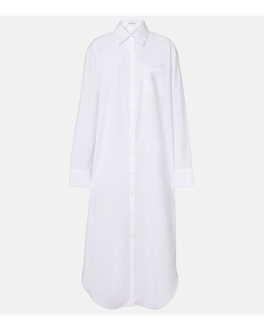 Frankie Shop White Helena Cotton Shirt Dress