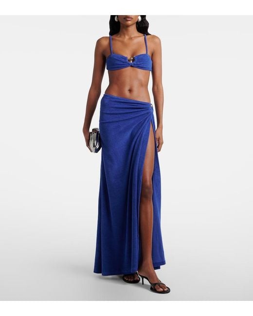 Christopher Esber Blue Cotton-Blend Terry Maxi Skirt