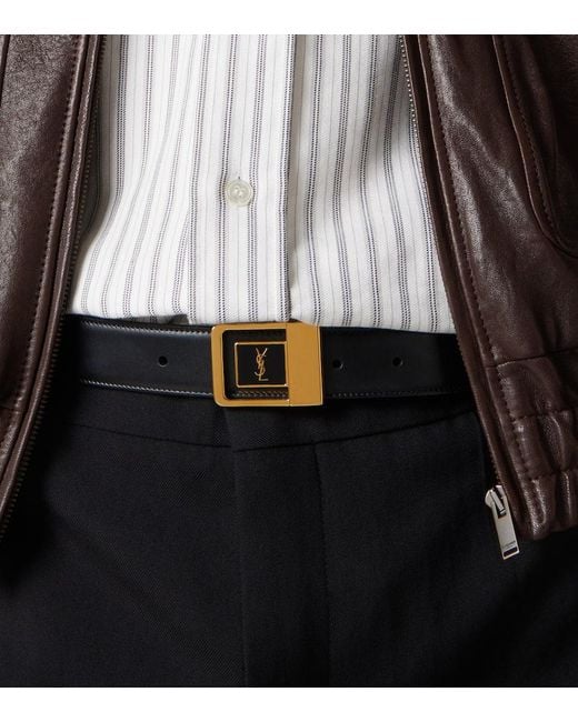 Saint Laurent Black Leather Belt for men