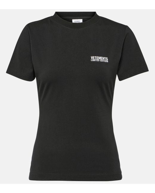 T-shirt en coton melange Vetements en coloris Black
