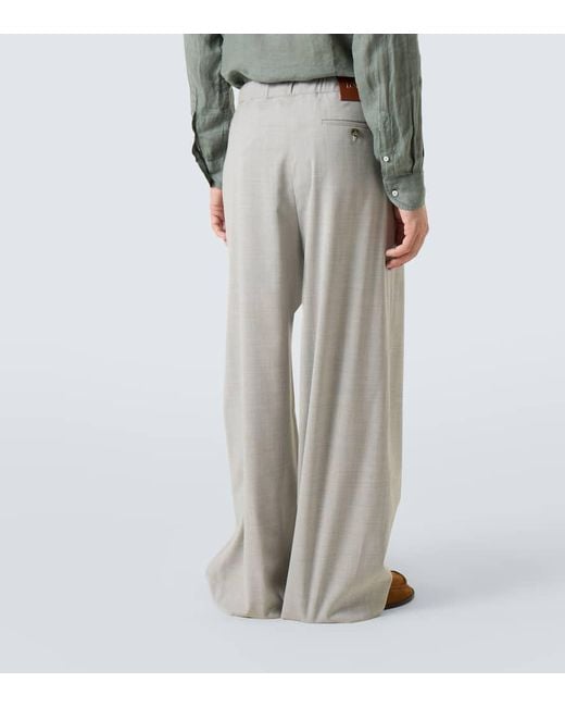 Loewe Gray Wool Wide-Leg Pants for men