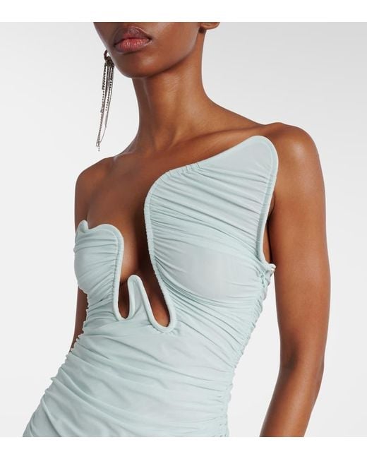 Christopher Esber Blue Salacia Ruched Jersey Gown