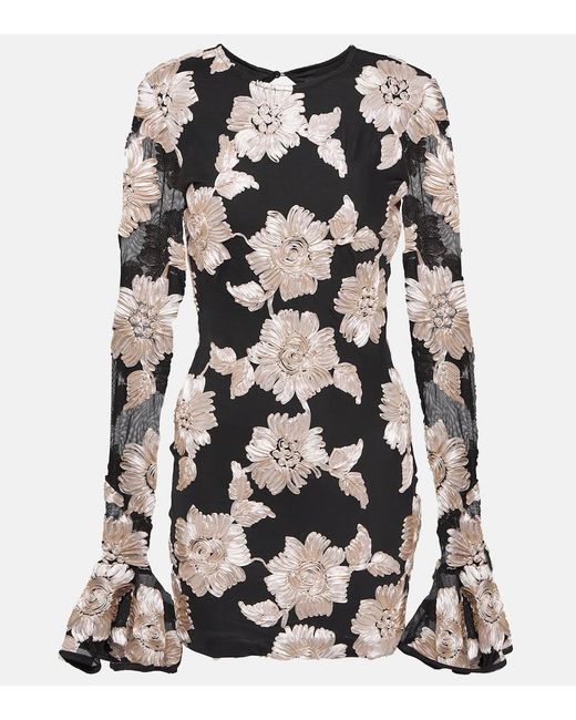 ROTATE BIRGER CHRISTENSEN Multicolor Rosita Minikleid Aus Recyceltem Stretch-tüll Mit Applikationen Und Freier Rückenpartie