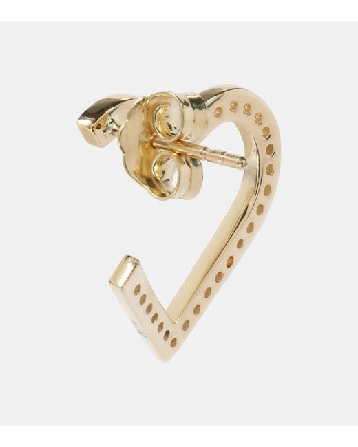 Sydney Evan White Heart 14Kt Hoop Earrings With Diamonds