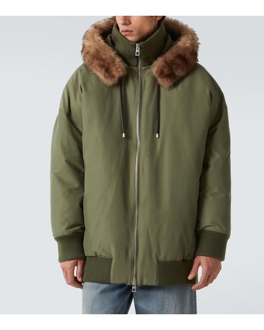 Loewe Green Shearling-Trimmed Technical Puffer Coat for men