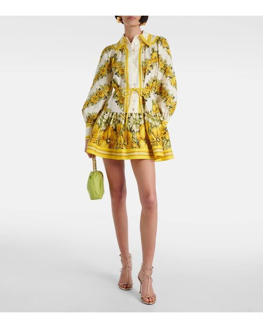 Vestido camisero Gisela de lino floral ALÉMAIS de color Yellow