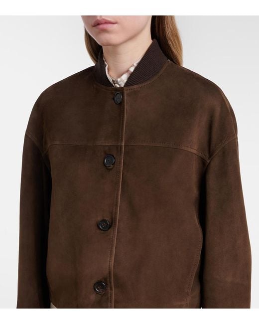 Brunello Cucinelli Brown Cropped Suede Jacket