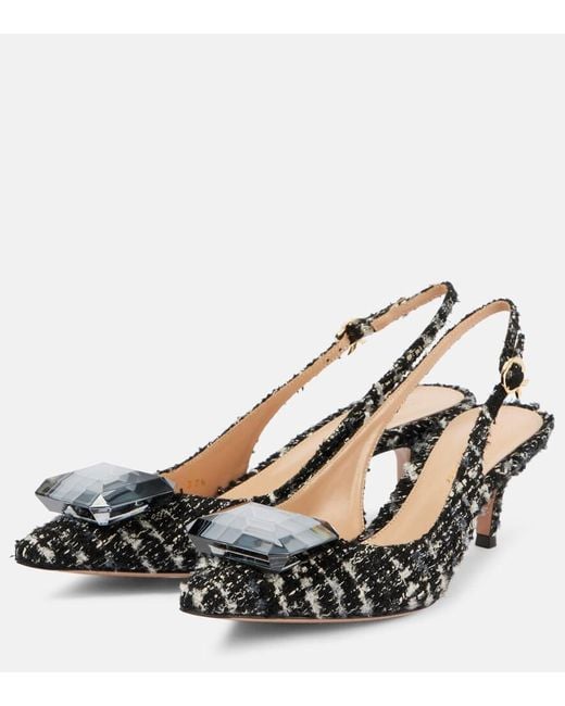Gianvito Rossi Metallic Jaipur 55 Boucle Slingback Pumps