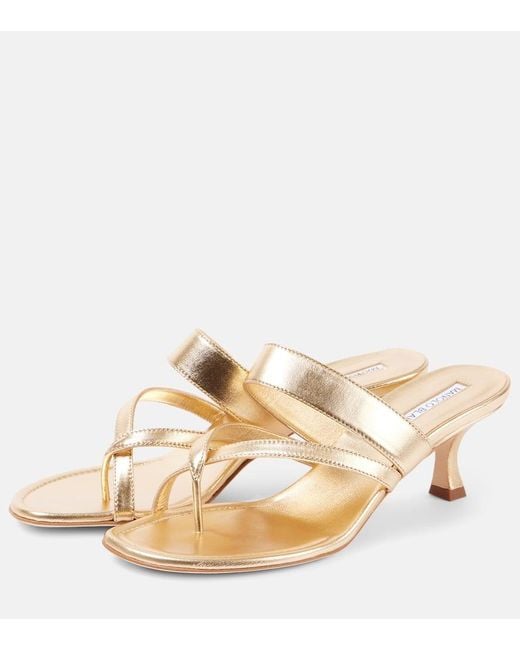 Manolo Blahnik Sandalen Susa 50 Aus Metallic-Leder