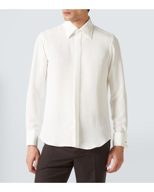 Thom Sweeney White Silk Shirt for men