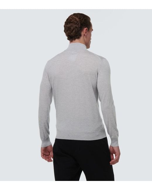 Zegna Gray Turtleneck Wool Sweater for men