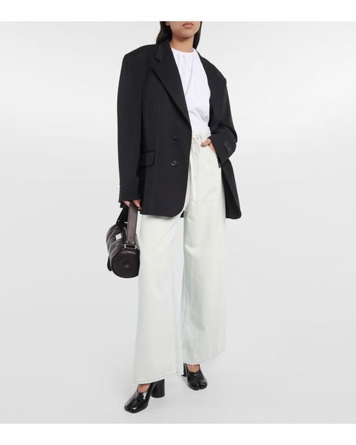 MM6 by Maison Margiela White Ruffled Cotton Jersey Top