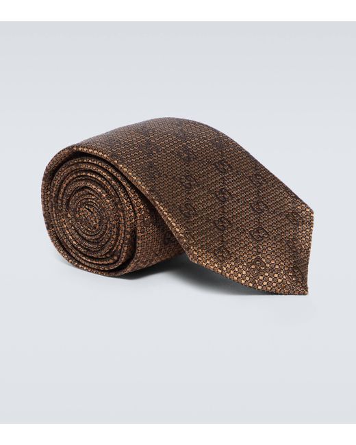 Gucci Brown GG Silk Jacquard Tie for men