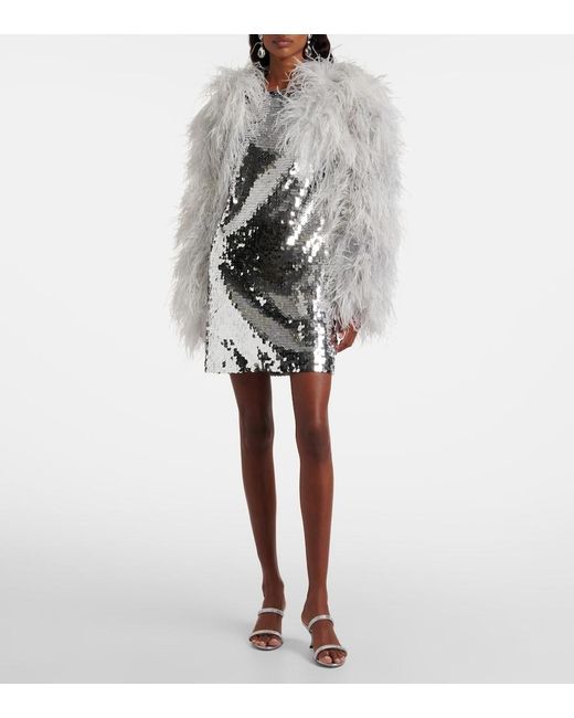 Dolce & Gabbana White Sequined Open-Back Minidress