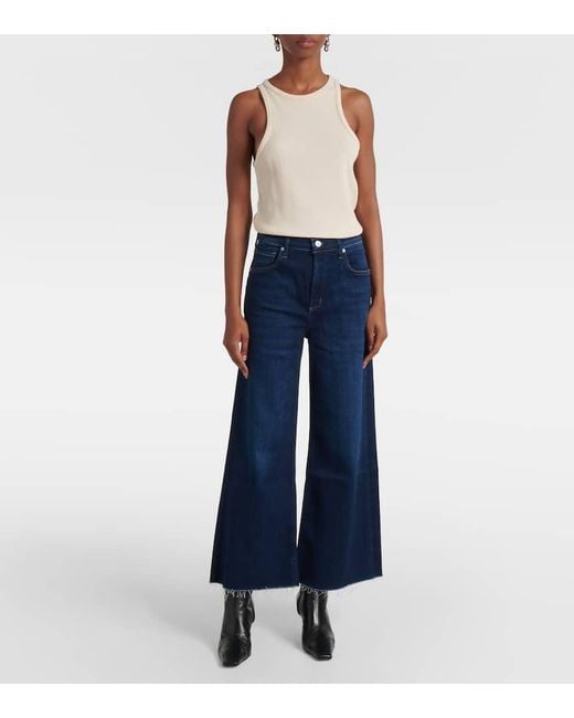 Citizens of Humanity Blue High-Rise Cropped Wide-Leg Jeans