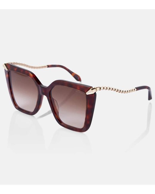 BVLGARI Brown Eckige Sonnenbrille Serpenti Viper