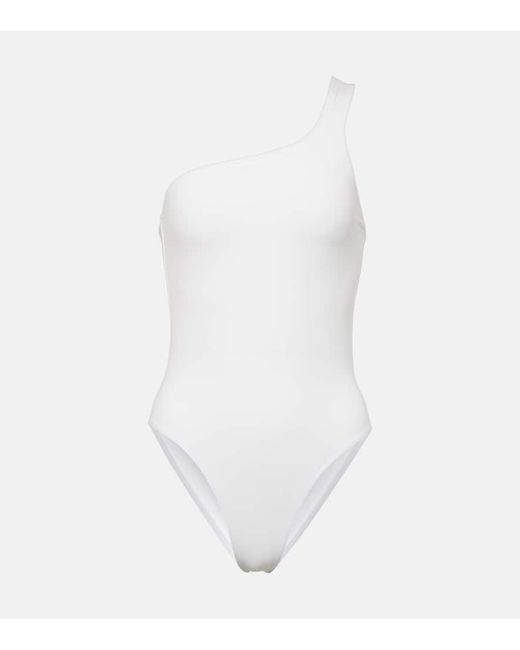 Isabel Marant White Sage Cutout One-shoulder Swimsuit