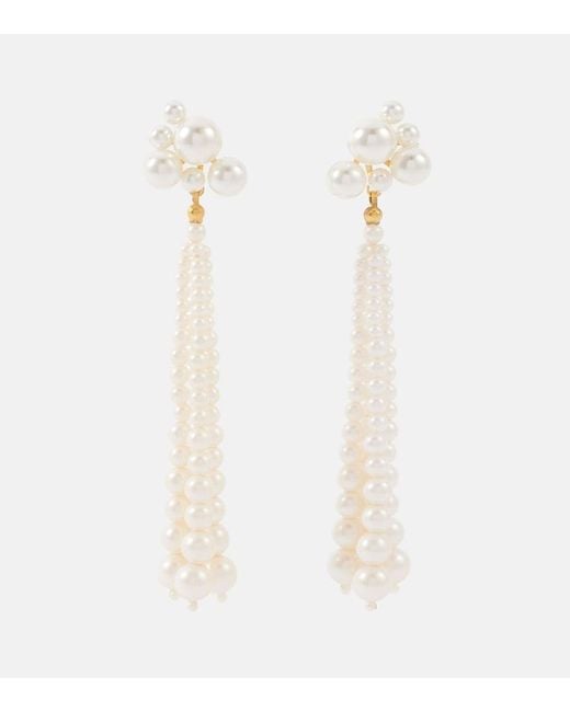 Jennifer Behr White Charlena Drop Earrings With Pearls