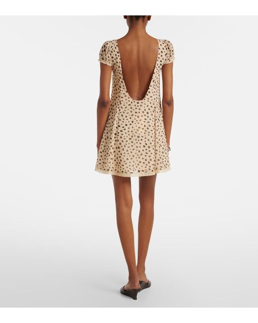 Posse Natural Priscilla Animal-Print Silk Minidress