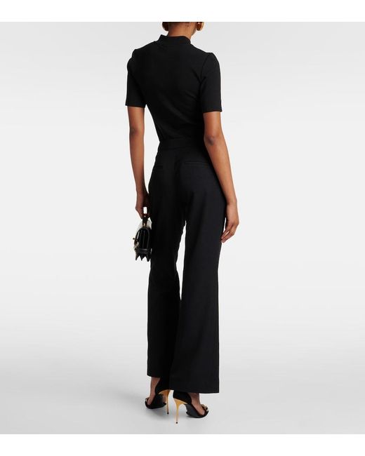Balmain Black Virgin Wool Flared Pants