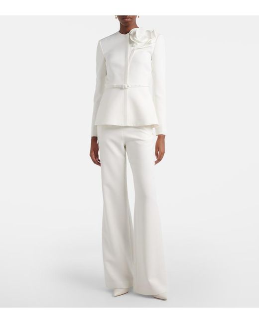 Roland Mouret White Floral-Applique Crepe Jacket