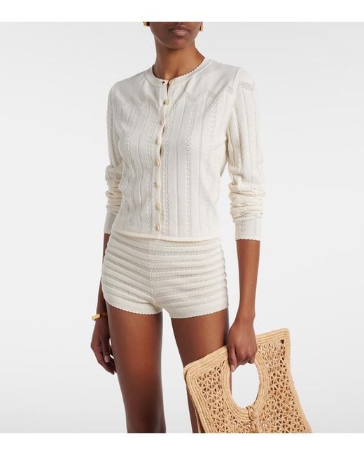 Faithfull The Brand White Duma Pointelle Cotton-Blend Shorts
