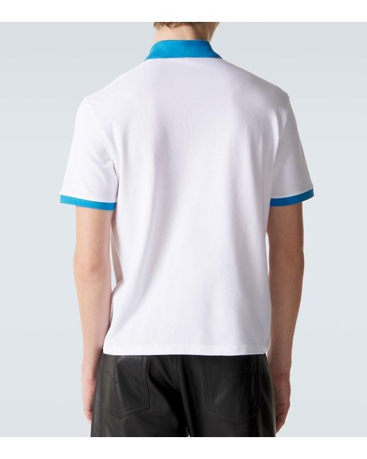 Versace Blue Printed Cotton Pique Polo Shirt for men