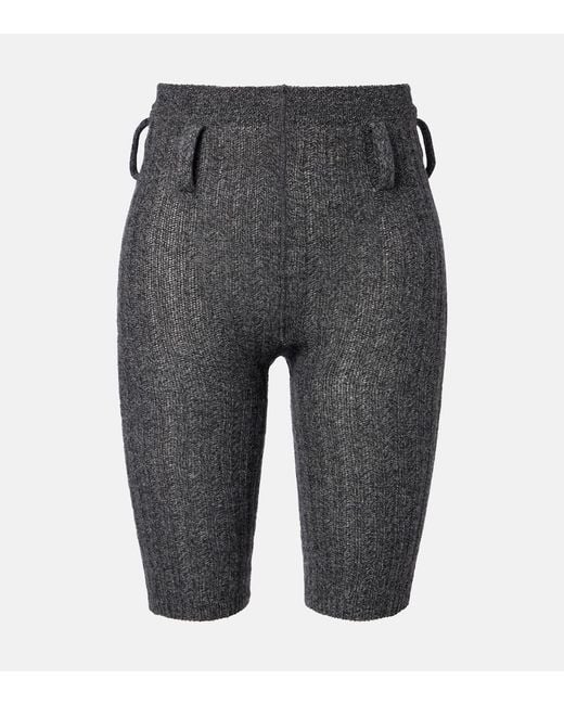 Prada Gray Knitted Wool And Cashmere Shorts