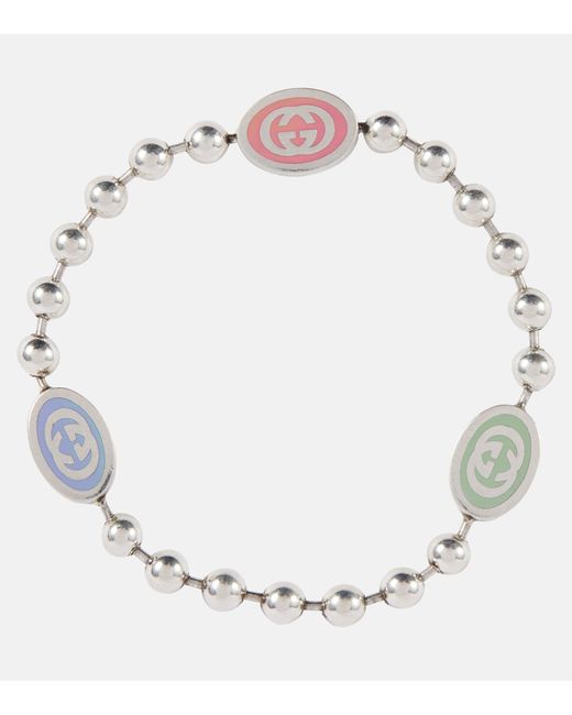 Gucci White Interlocking G Sterling Silver Bracelet