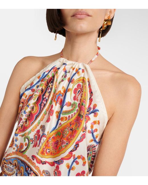 Etro Blue Printed Silk Top