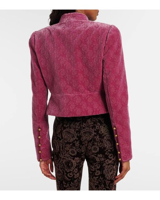 Veste Raccourcie En Velours De Coton A Fleurs Chloé en coloris Red