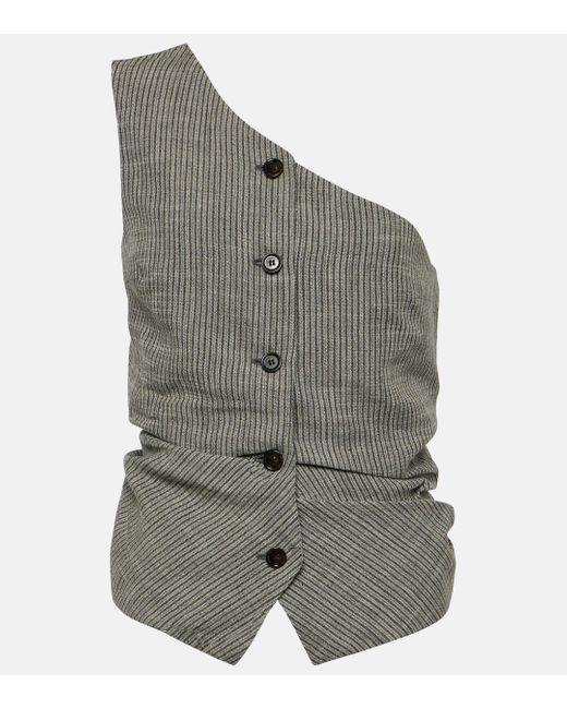 Acne Gray One-shoulder Linen-blend Vest