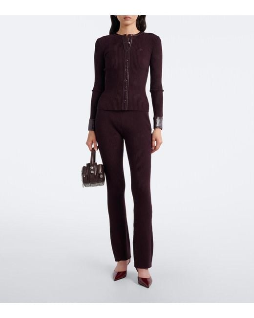 Courreges Purple Ribbed-Knit Flared Pants