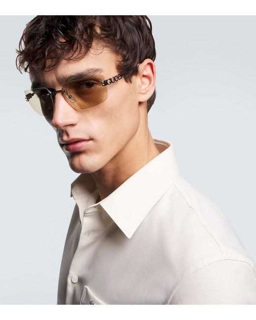 Gucci Eckige Sonnenbrille Block Bending in Natural für Herren