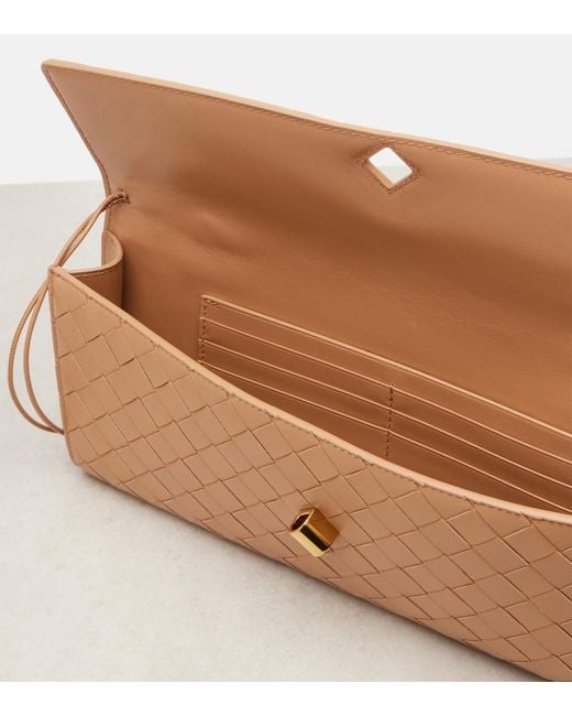 Bottega Veneta Brown Andiamo Intrecciato Leather Clutch