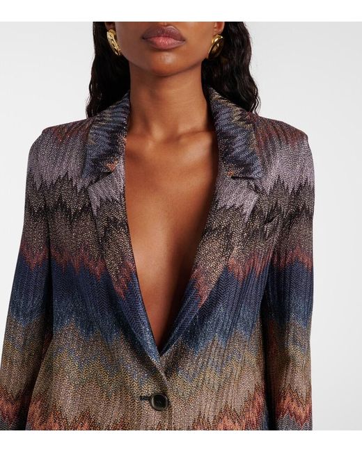 Missoni Blue Zigzag Lame Blazer
