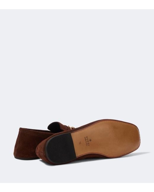 Gucci Brown Ragazzo Horsebit Suede Loafers for men