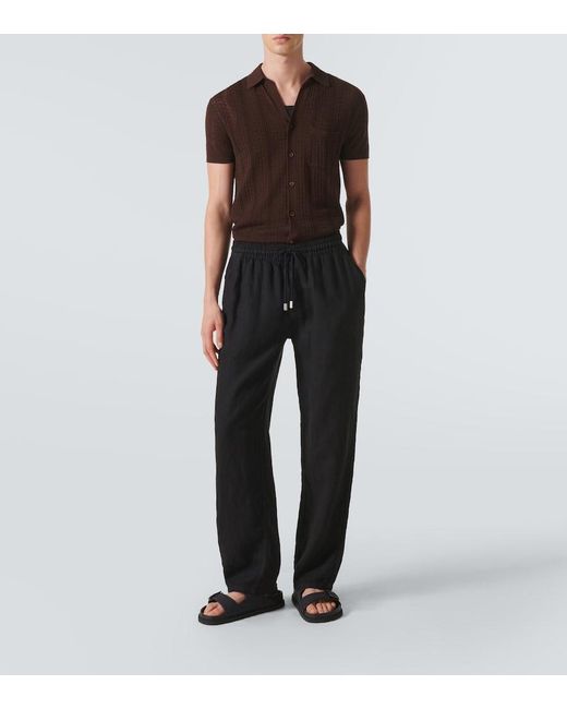 Vilebrequin Black Pacha Linen Wide-Leg Pants for men