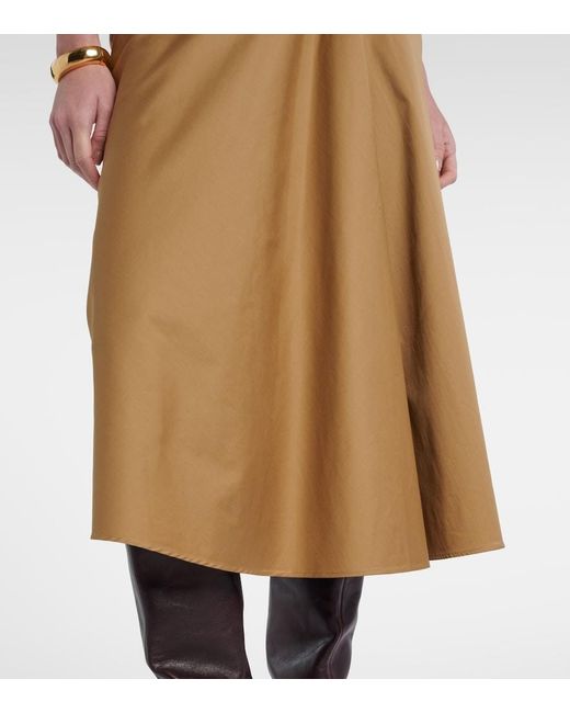 Max Mara Natural Paggi Cotton-Blend Satin Midi Skirt