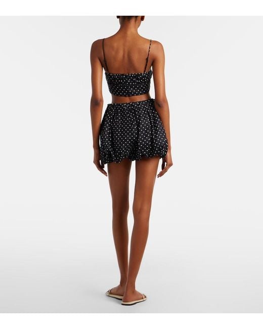 Faithfull The Brand Black Lucia Polka-Dot Linen Shorts