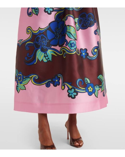 ALÉMAIS Multicolor Floral Off-Shoulder Satin Maxi Dress