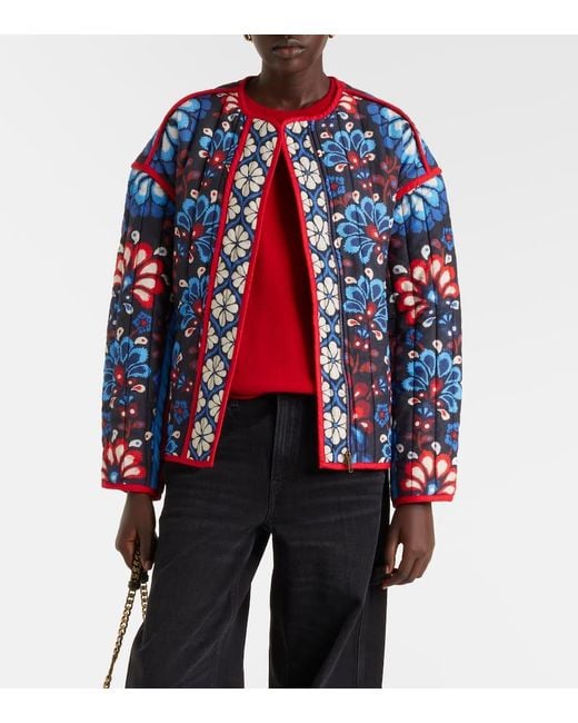 Farm Rio Blue Jacke Latina Scarf Aus Baumwolle